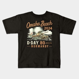 Omaha Beach 1944 D-Day 2024 80th Anniversary Normandy Kids T-Shirt